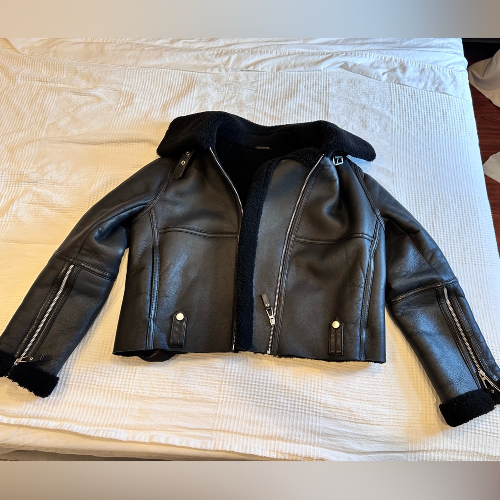 Shearling Aviator Jacket L Size - image 2